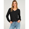 image:imageANRABESS Long Sleeve Shirts for Women Waffle Knit V NeckBlack