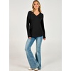 image:imageANRABESS Long Sleeve Shirts for Women Waffle Knit V NeckBlack