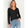image:imageANRABESS Long Sleeve Shirts for Women Waffle Knit V NeckBlack