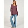 image:imageANRABESS Long Sleeve Shirts for Women Waffle Knit V NeckMauve