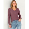 image:imageANRABESS Long Sleeve Shirts for Women Waffle Knit V NeckMauve