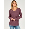image:imageANRABESS Long Sleeve Shirts for Women Waffle Knit V NeckMauve