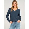 image:imageANRABESS Long Sleeve Shirts for Women Waffle Knit V NeckNavy Blue