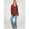 image:imageANRABESS Long Sleeve Shirts for Women Waffle Knit V NeckRed