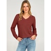 image:imageANRABESS Long Sleeve Shirts for Women Waffle Knit V NeckRed