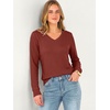 image:imageANRABESS Long Sleeve Shirts for Women Waffle Knit V NeckRed