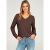 image:imageANRABESS Long Sleeve Shirts for Women Waffle Knit V NeckRed Brown