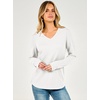 image:imageANRABESS Long Sleeve Shirts for Women Waffle Knit V NeckWhite