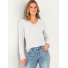 image:imageANRABESS Long Sleeve Shirts for Women Waffle Knit V NeckWhite