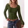 image:imageANRABESS Long Sleeve Shirts for Women Wool Blend Slim Fit TopsArmy Green