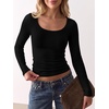 image:imageANRABESS Long Sleeve Shirts for Women Wool Blend Slim Fit TopsBlack
