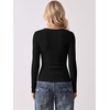 image:imageANRABESS Long Sleeve Shirts for Women Wool Blend Slim Fit TopsBlack