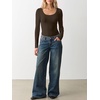 image:imageANRABESS Long Sleeve Shirts for Women Wool Blend Slim Fit TopsCoffee