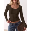 image:imageANRABESS Long Sleeve Shirts for Women Wool Blend Slim Fit TopsCoffee