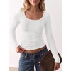 image:imageANRABESS Long Sleeve Shirts for Women Wool Blend Slim Fit TopsCream White