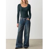 image:imageANRABESS Long Sleeve Shirts for Women Wool Blend Slim Fit TopsDeep Blue