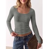 image:imageANRABESS Long Sleeve Shirts for Women Wool Blend Slim Fit TopsGrey