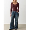 image:imageANRABESS Long Sleeve Shirts for Women Wool Blend Slim Fit TopsWine Red