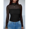 image:imageANRABESS Mesh Long Sleeve Tops for Women Sexy ShirtsBlack