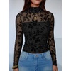 image:imageANRABESS Mesh Long Sleeve Tops for Women Sexy ShirtsBlack Floral