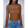 image:imageANRABESS Mesh Long Sleeve Tops for Women Sexy ShirtsBrownish Yellow