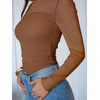 image:imageANRABESS Mesh Long Sleeve Tops for Women Sexy ShirtsBrownish Yellow