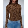 image:imageANRABESS Mesh Long Sleeve Tops for Women Sexy ShirtsCoffee Floral
