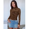 image:imageANRABESS Mesh Long Sleeve Tops for Women Sexy ShirtsCoffee Floral
