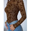 image:imageANRABESS Mesh Long Sleeve Tops for Women Sexy ShirtsCoffee Floral