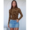 image:imageANRABESS Mesh Long Sleeve Tops for Women Sexy ShirtsCoffee Floral