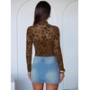 image:imageANRABESS Mesh Long Sleeve Tops for Women Sexy ShirtsCoffee Floral