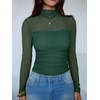 image:imageANRABESS Mesh Long Sleeve Tops for Women Sexy ShirtsDeep Green