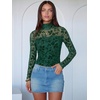 image:imageANRABESS Mesh Long Sleeve Tops for Women Sexy ShirtsDeep Green Floral