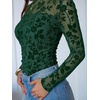 image:imageANRABESS Mesh Long Sleeve Tops for Women Sexy ShirtsDeep Green Floral