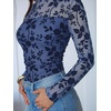 image:imageANRABESS Mesh Long Sleeve Tops for Women Sexy ShirtsDusty Blue Floral