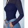 image:imageANRABESS Mesh Long Sleeve Tops for Women Sexy ShirtsNavy Blue