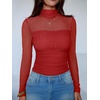 image:imageANRABESS Mesh Long Sleeve Tops for Women Sexy ShirtsRed
