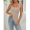 image:imageANRABESS Tank Tops for Womens Square Neck Ribbed Summer Sleeveless ShirtsBeige