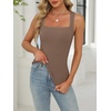 image:imageANRABESS Tank Tops for Womens Square Neck Ribbed Summer Sleeveless ShirtsBrown