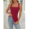 image:imageANRABESS Tank Tops for Womens Square Neck Ribbed Summer Sleeveless ShirtsBurgundy