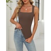 image:imageANRABESS Tank Tops for Womens Square Neck Ribbed Summer Sleeveless ShirtsCoffee