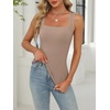 image:imageANRABESS Tank Tops for Womens Square Neck Ribbed Summer Sleeveless ShirtsLight Khaki