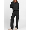 image:imageANRABESS Women 2 Piece Lounge Pajama Matching Sets Ribbed Knit Fall OutfitsBlack