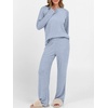image:imageANRABESS Women 2 Piece Lounge Pajama Matching Sets Ribbed Knit Fall OutfitsBlue