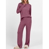 image:imageANRABESS Women 2 Piece Lounge Pajama Matching Sets Ribbed Knit Fall OutfitsDark Red