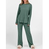 image:imageANRABESS Women 2 Piece Lounge Pajama Matching Sets Ribbed Knit Fall OutfitsGreen