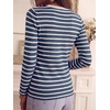 image:imageANRABESS Women Long Sleeve Knit Top Fall Lightweight Fitted Sweater ShirtsRoyal Blue White Striped