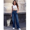 image:imageANRABESS Women Mid Rise Wide Leg Stretchy Jeans Fall Denim PantsDark Blue
