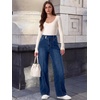 image:imageANRABESS Women Mid Rise Wide Leg Stretchy Jeans Fall Denim PantsDark Blue