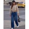 image:imageANRABESS Women Mid Rise Wide Leg Stretchy Jeans Fall Denim PantsDark Blue